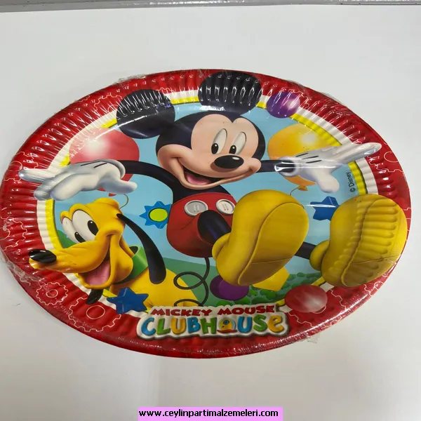 Mickey Mause Kırmızı Karton Tabak